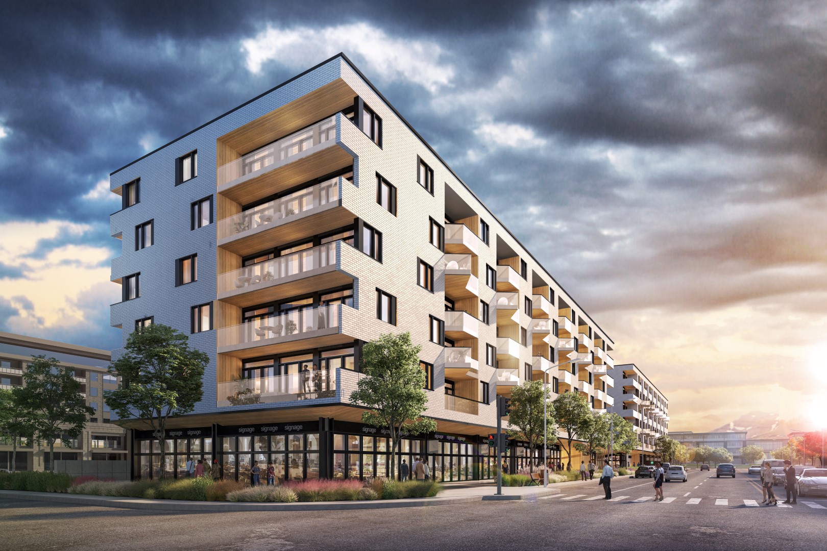 Collaborative work environment graphic with workers completing tasks infographic